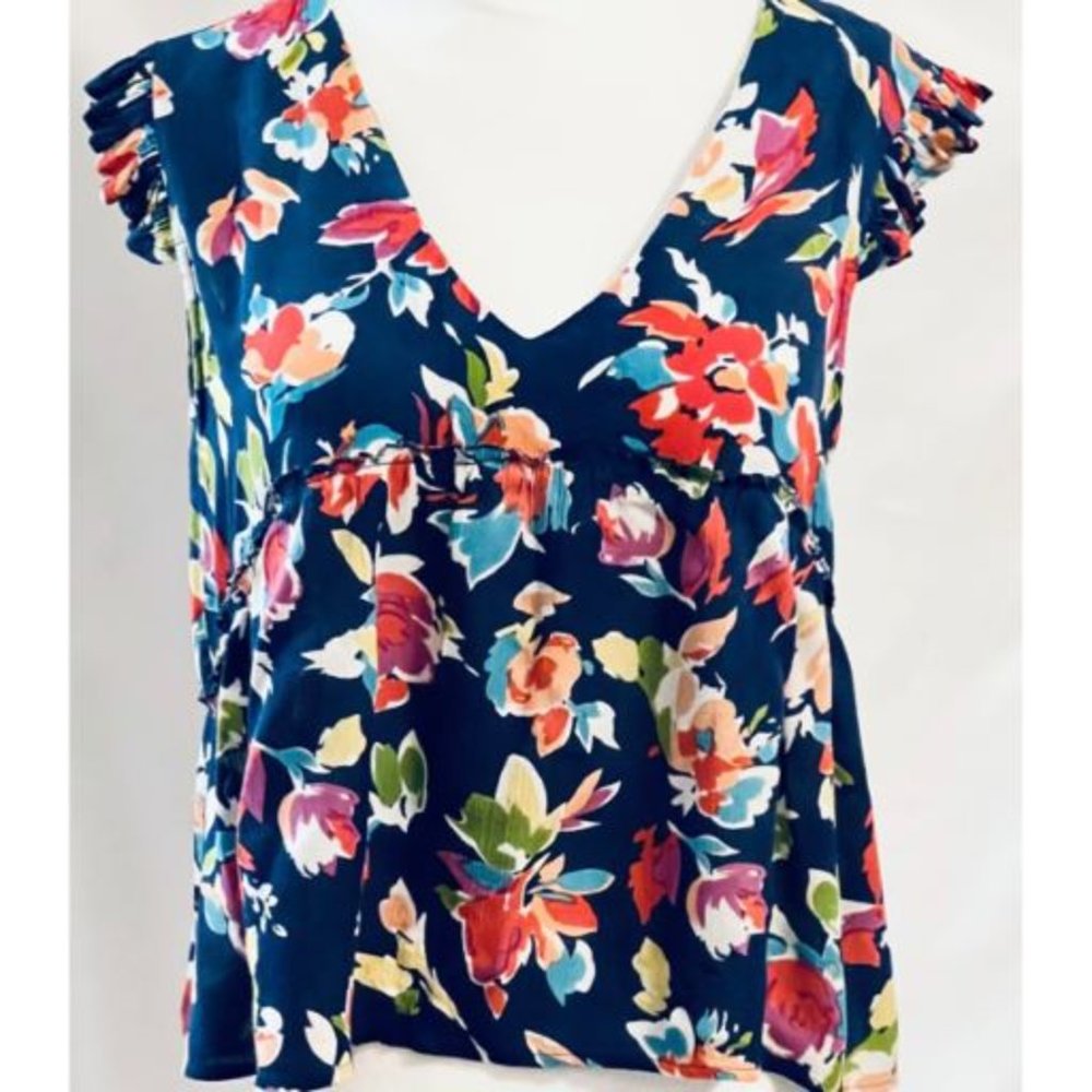 Rocks & Indigo Sleeveless Floral Crop Top Size Large